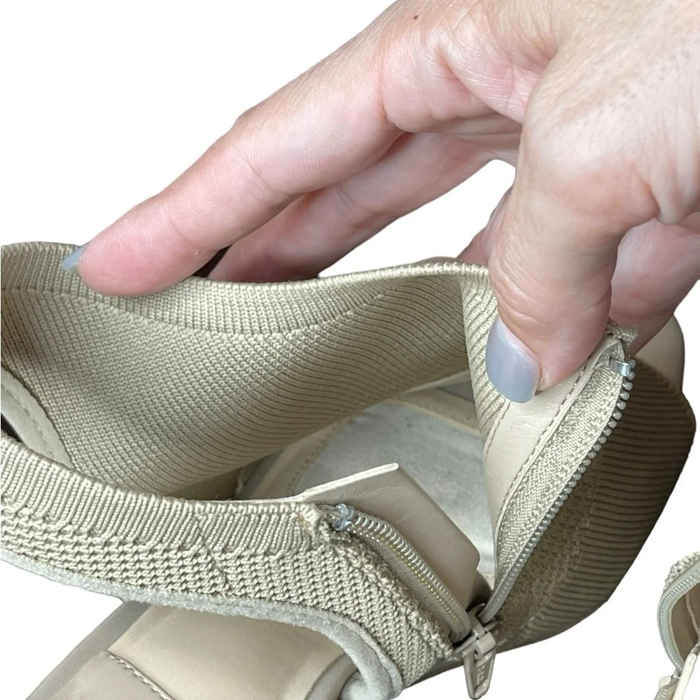 Alex Marie Patti Stretch Knit Wedge Sandals neutral Cream size 9 zip close - Picture 15 of 15